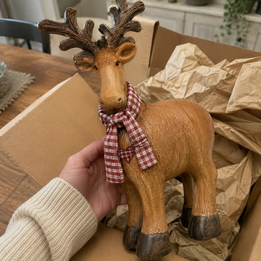 Rustic reindeer customer unboxing photo