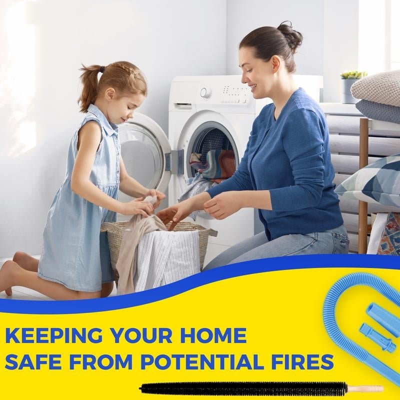 Lint build-up inside a dryer vent and home safety reminder