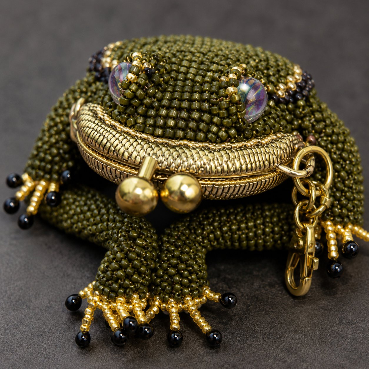 Frog coin purse close-up