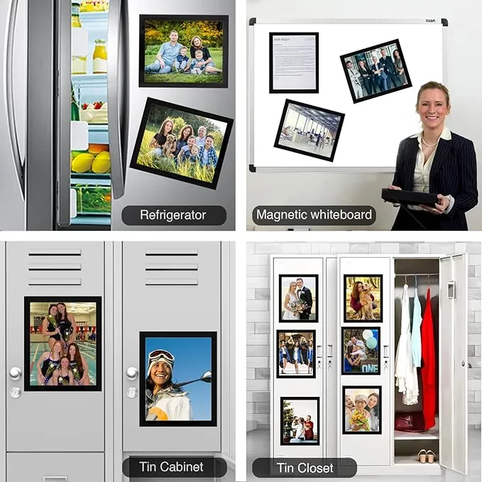 2 Pack Magnetic Picture Frames with Self Adhesive Backing