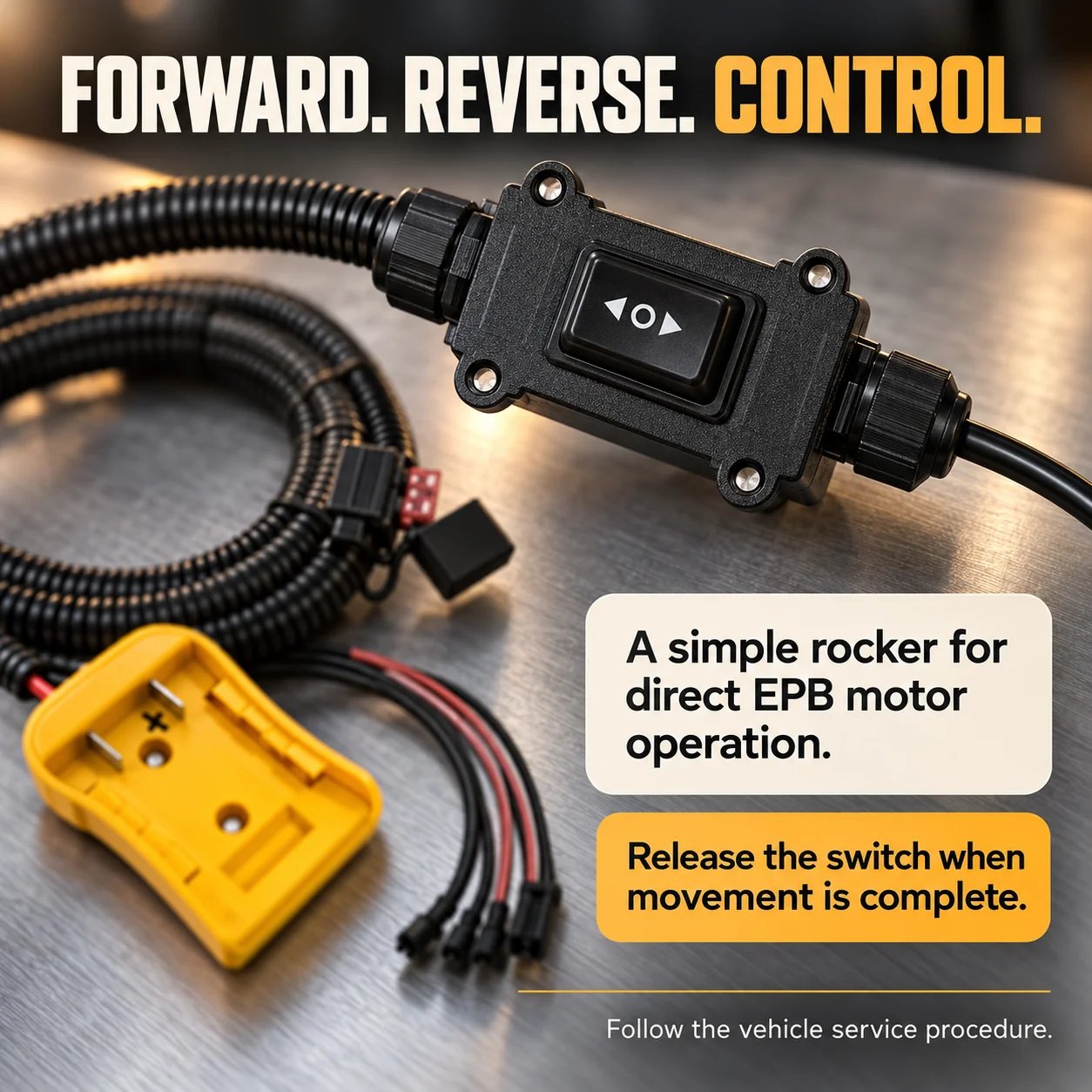 Forward and reverse rocker control on EPB service tool