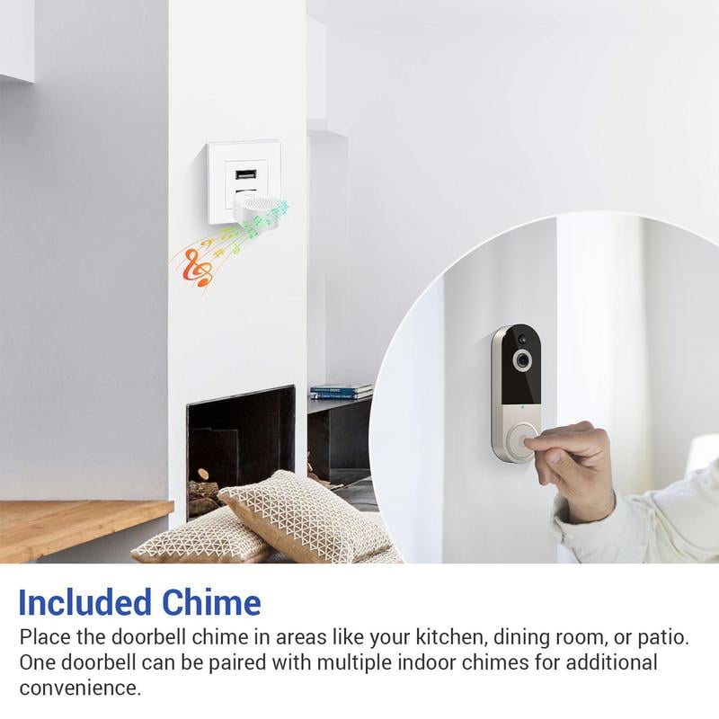 Product Introduction of Smart Wireless Video Camera Doorbell with Chime, 2.4G WiFi AI Human Detection Camera Doorbell with Two-way Audio Intercom, Rechargeable, Night Vision, Real-time Alerts, Motion-Detection 7