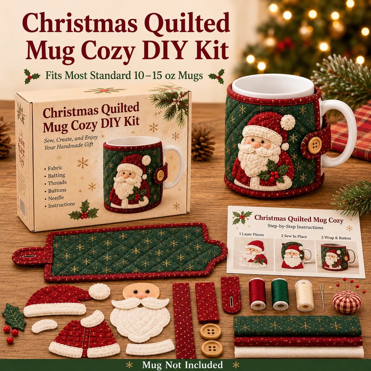 Hand sewing Christmas mug sleeve