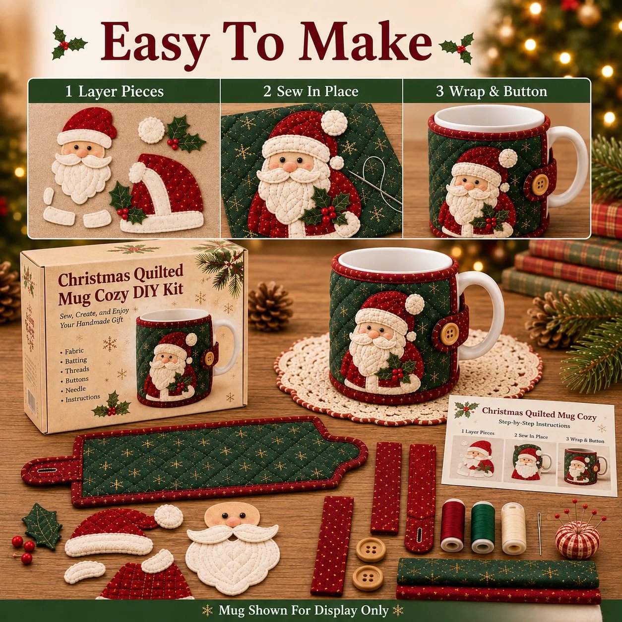 Christmas appliqué mug cozy Christmas appliqué mug cozy