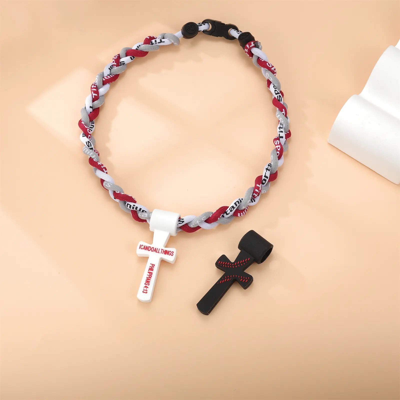 Black Silicone Baseball Cross Close-up