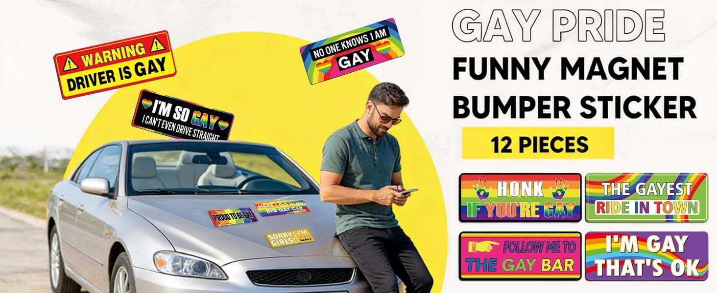 Gay Pride Funny Car Magnet
