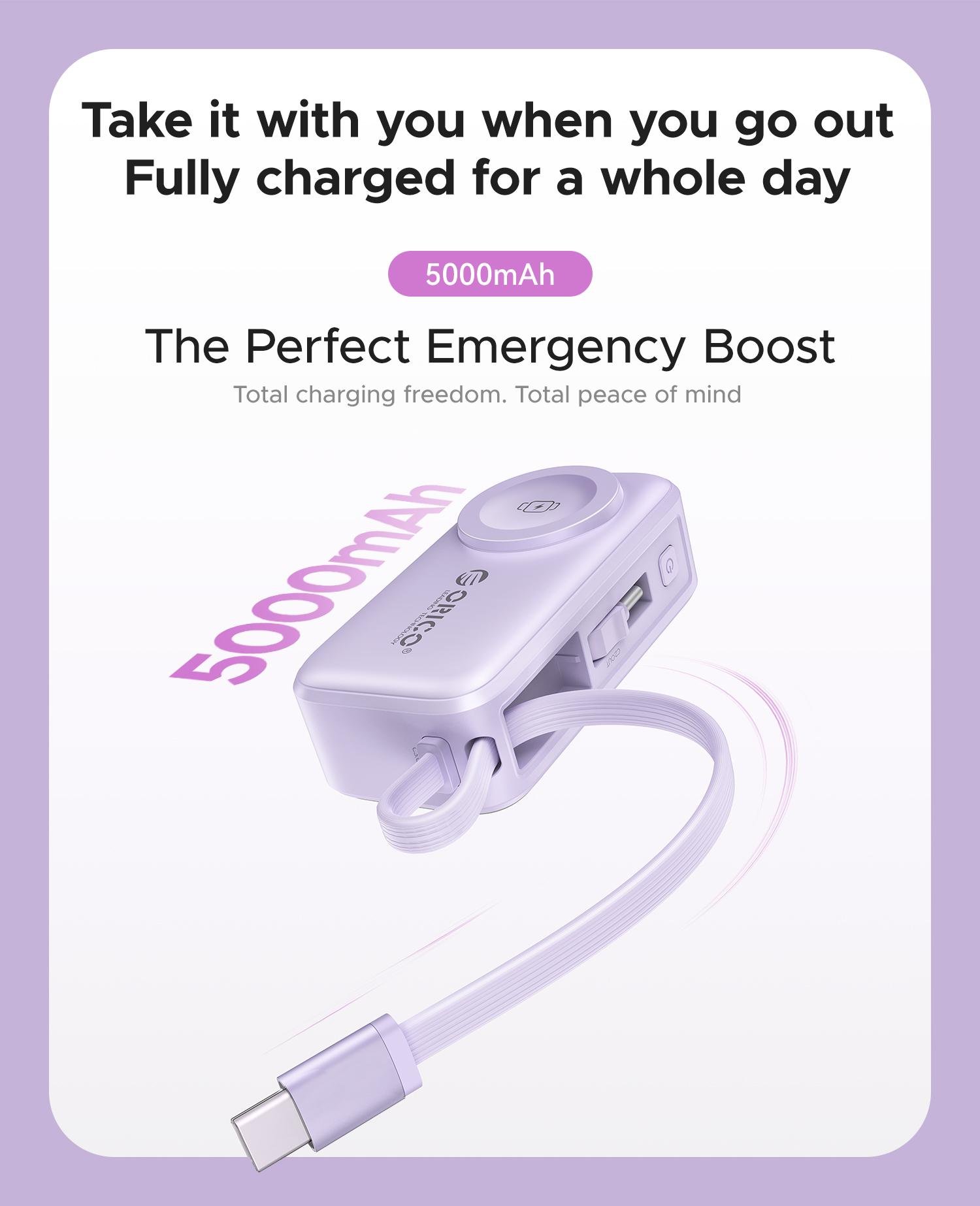 Orico 3-in-1 Portable Power Bank with Integrated Cable, Watch Wireless Charging, and Foldable Wall Plug – Compact Fast-Charge Battery for iPhone & Android - S18 Orico 3-in-1 Portable Power Bank with Integrated Cable, Watch Wireless Charging, and Foldable Wall Plug – Compact Fast-Charge Battery for iPhone & Android - S18