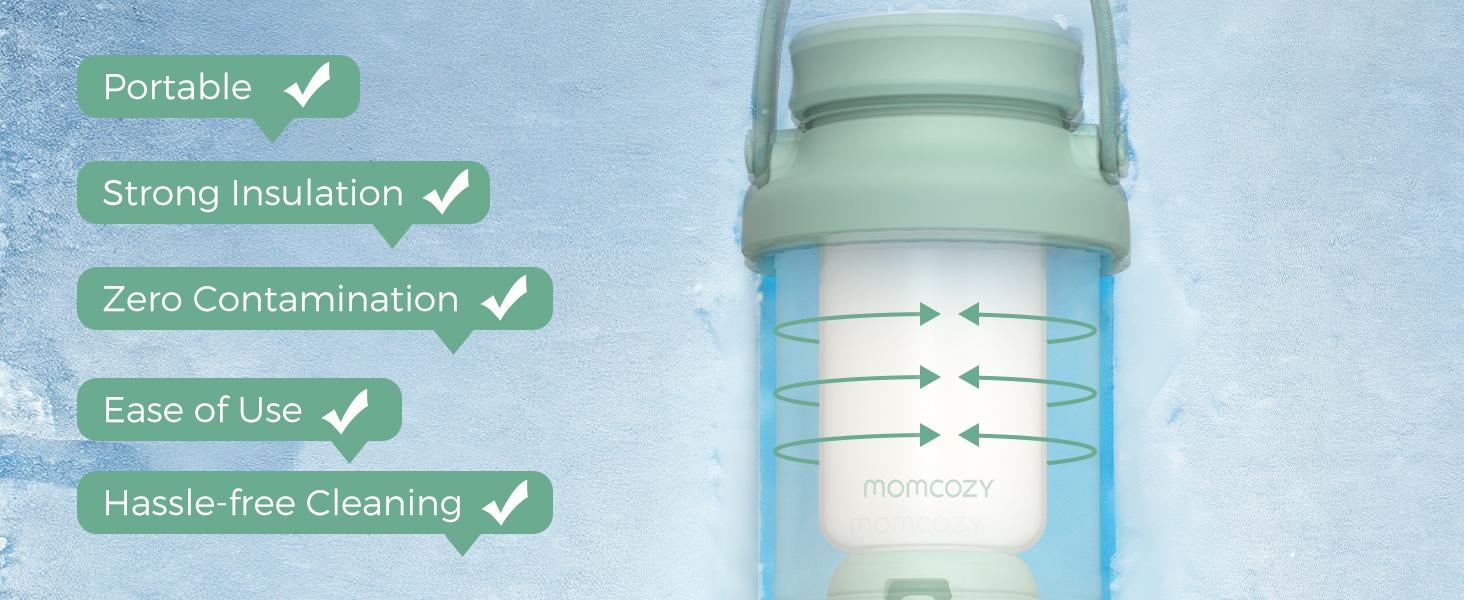 Momcozy 22oz Portable Breast Milk Cooler for Outdoor, 360°Total Cooling for 24Hours, Larger Capacity Travel Breastmilk Chiller with 2pcs Baby Bottles for Breastmilk Storage, Breastfeeding Essentials Insulated Flask Leakproof Insulated Tumbler