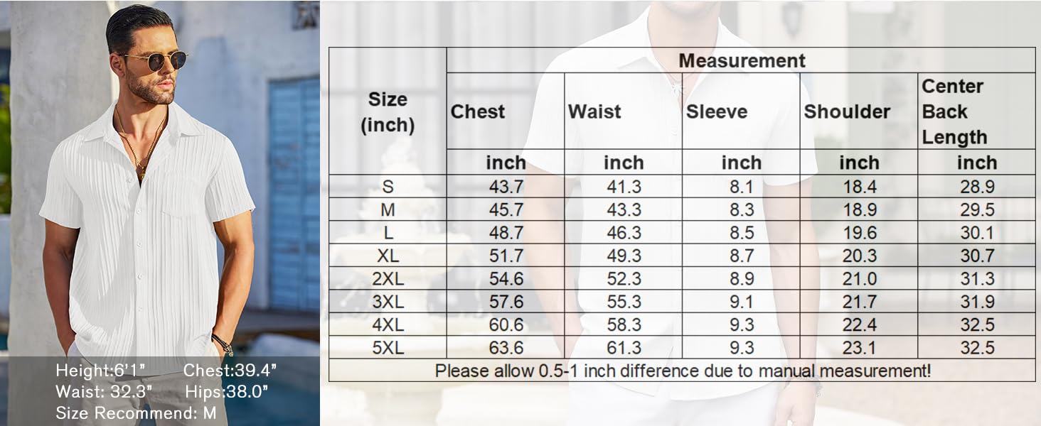 COOFANDY Mens Button Up Shirts Short Sleeve Casual Untucked Shirts