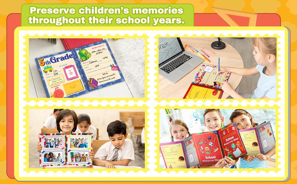 School Memory Book Preschool Back to School Gifts Keepsake for Scrapbook Photo Memories from Preschool Through 12th Grade with 14 Pocket for Storage Portfolio Every Grade Pictures Campus Back to School Season Supplies