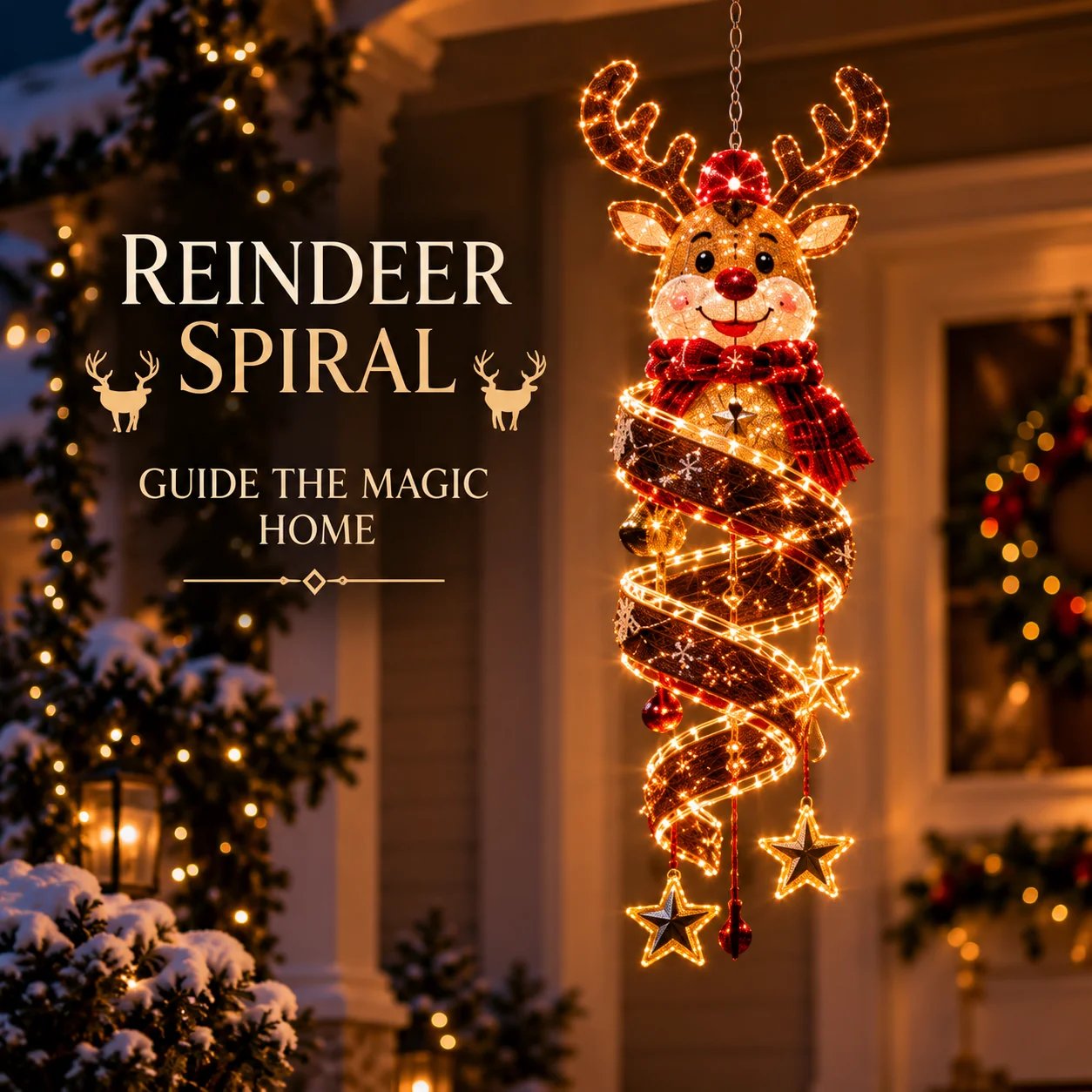 Reindeer Spiral hanging Christmas light