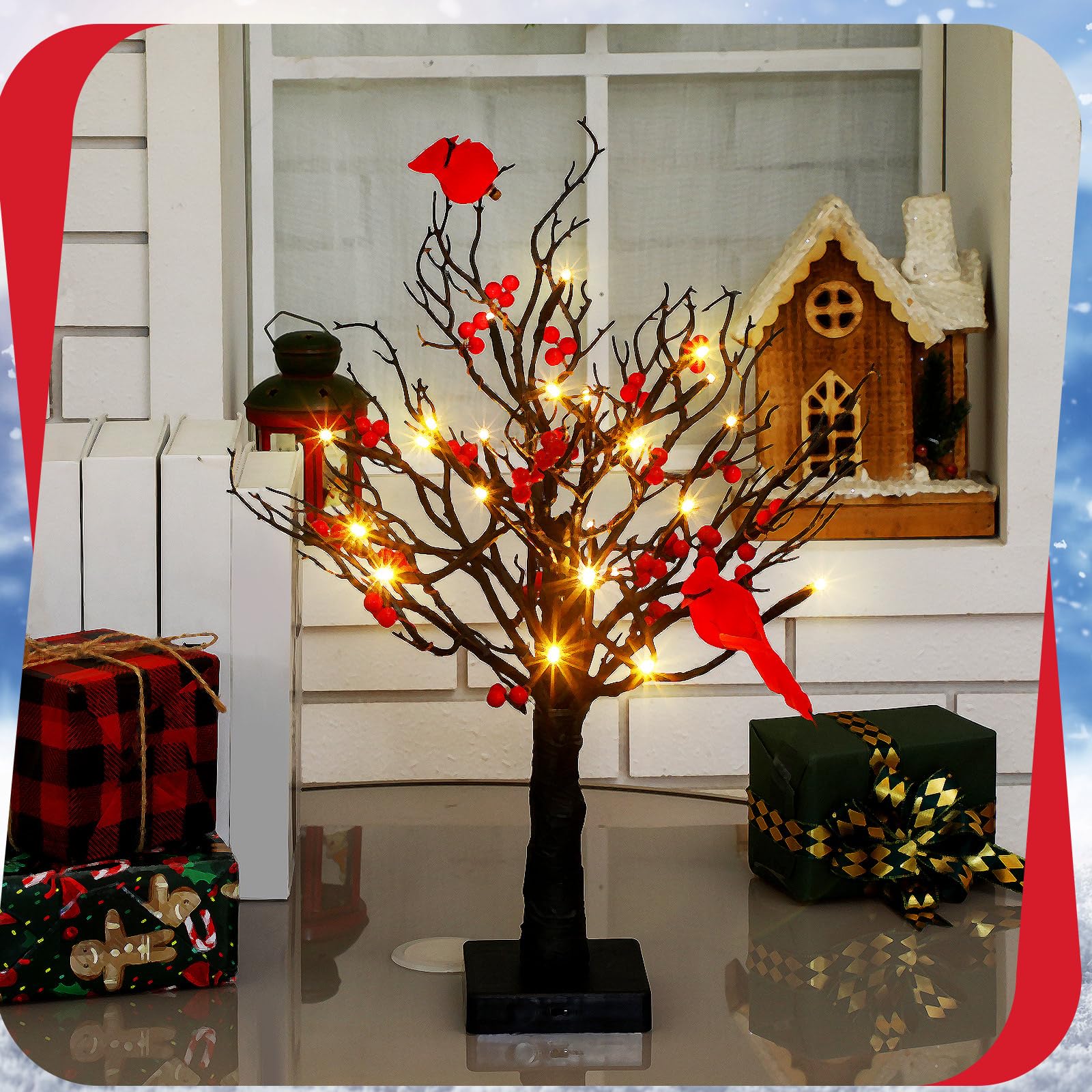 🔥🎄2025 New Christmas Sale 49% Off - Vintage Glowing Tree with Cardinals