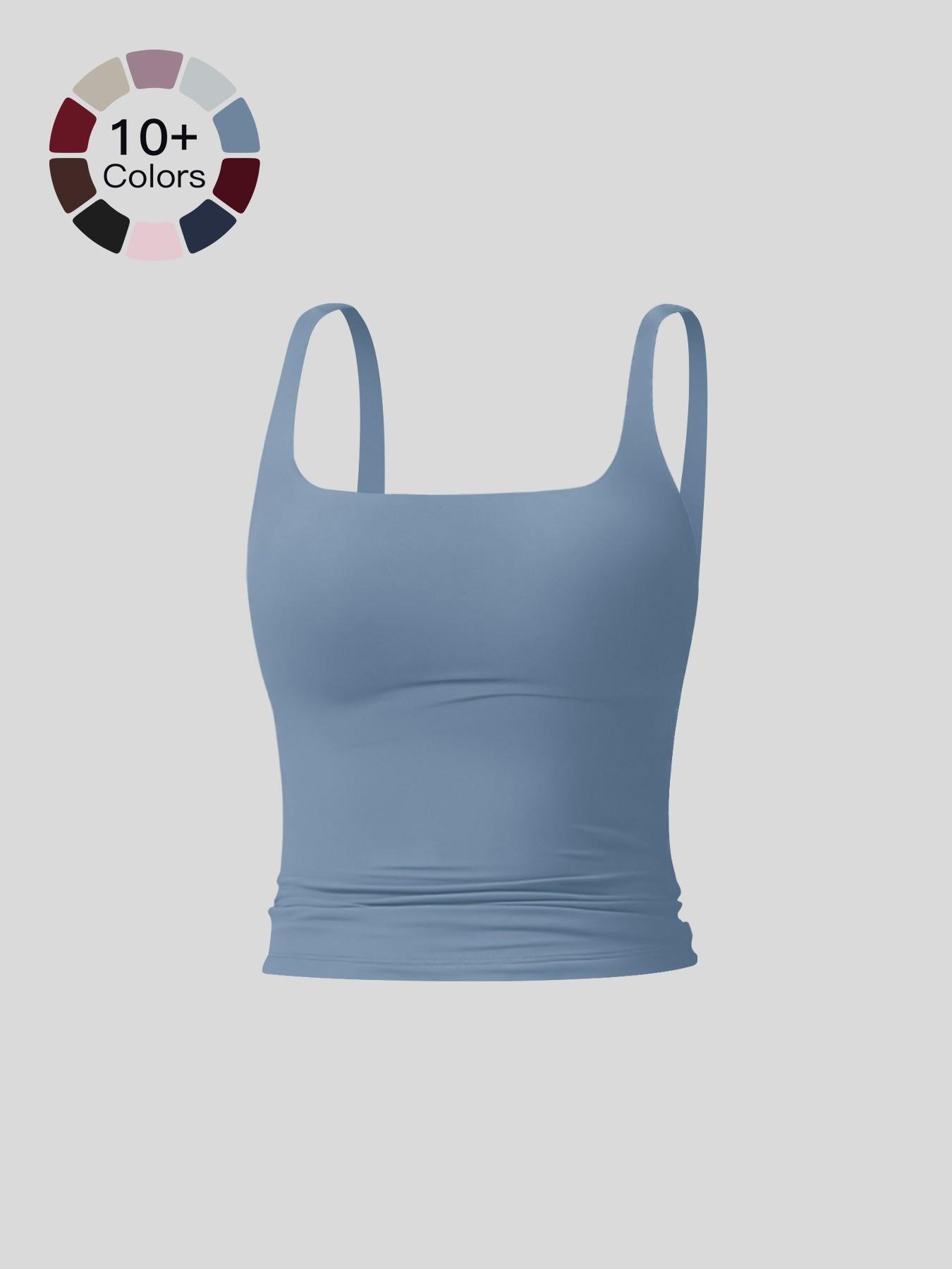 Women's Solid Color Sports Tank Top, Tight Sports Vest, Casual Comfy Breathable Sleeveless Sports Top for Yoga Gym Workout Running, Ladies Sportswear for All Seasons