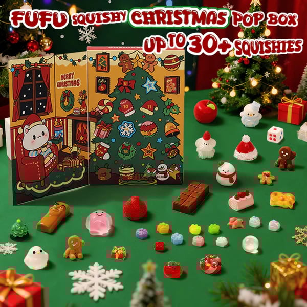 🎁 30pcs Random FUFUSQUISHY Pop Box – The Ultimate Christmas Surprise!