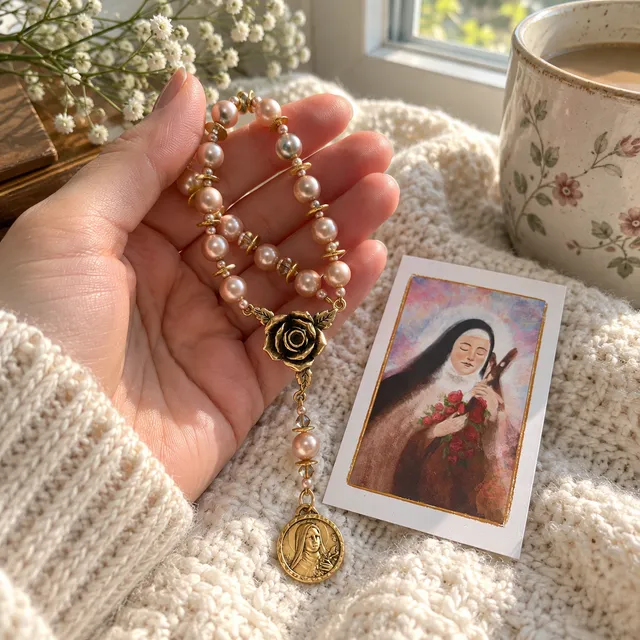 St Therese Little Flower chaplet home devotional photo