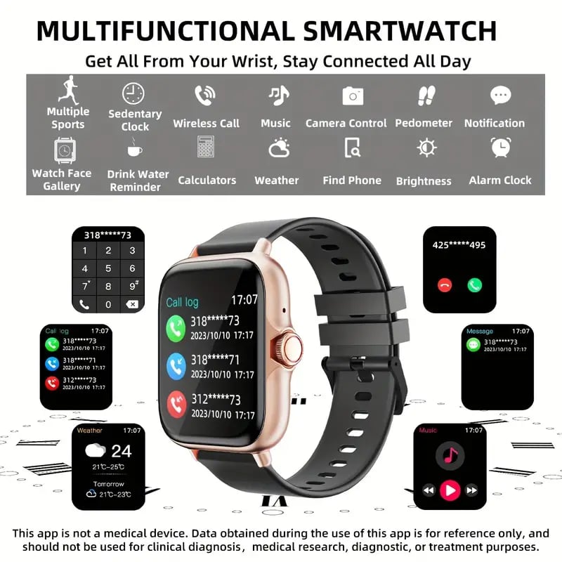 multifunctional watch for men women 1 83 screen with wireless calling pedometer fitness smartwatch for iphone android cell phones smartbands fitness watch for women men friend gift birthday gift details 0