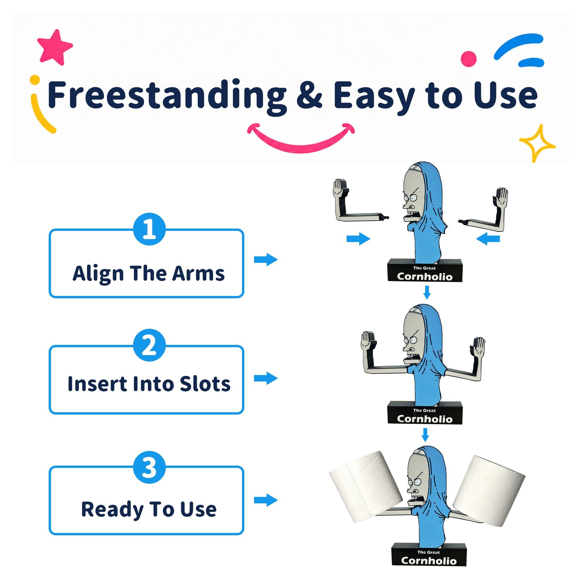 Cornholio Toilet Paper Holder - Double Roll Tissue Stand with Character Design, Fun Functional Bathroom Organizer & Restroom Accessory" Cornholio Toilet Paper Holder - Double Roll Tissue Stand with Character Design, Fun Functional Bathroom Organizer & Restroom Accessory"