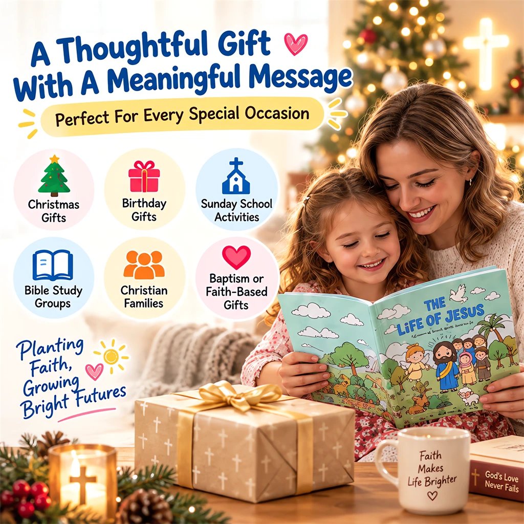 Mother and child sharing The Life of Jesus coloring book