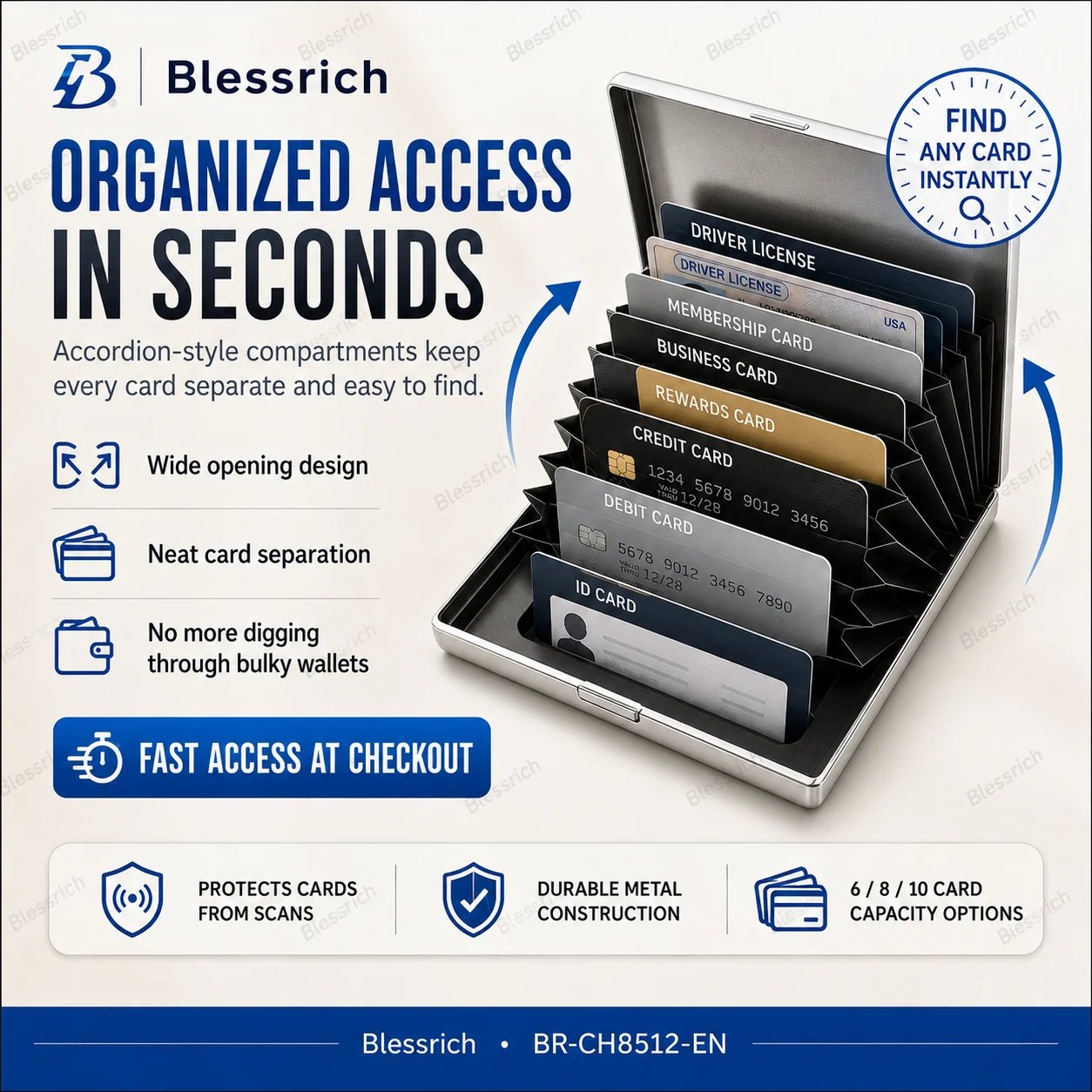 Accordion card organization