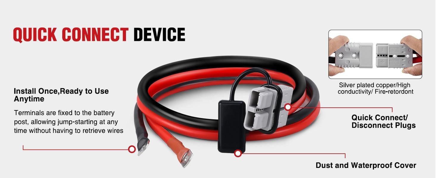 Nilight 0 Gauge 25 Feet Heavy Duty Jumper Cables 1000 Amp Booster Battery Cables with Permanent Installation kit and Quick Connect Plug Includes carrying bag for 12V & 24V Cars SUVs and Trucks