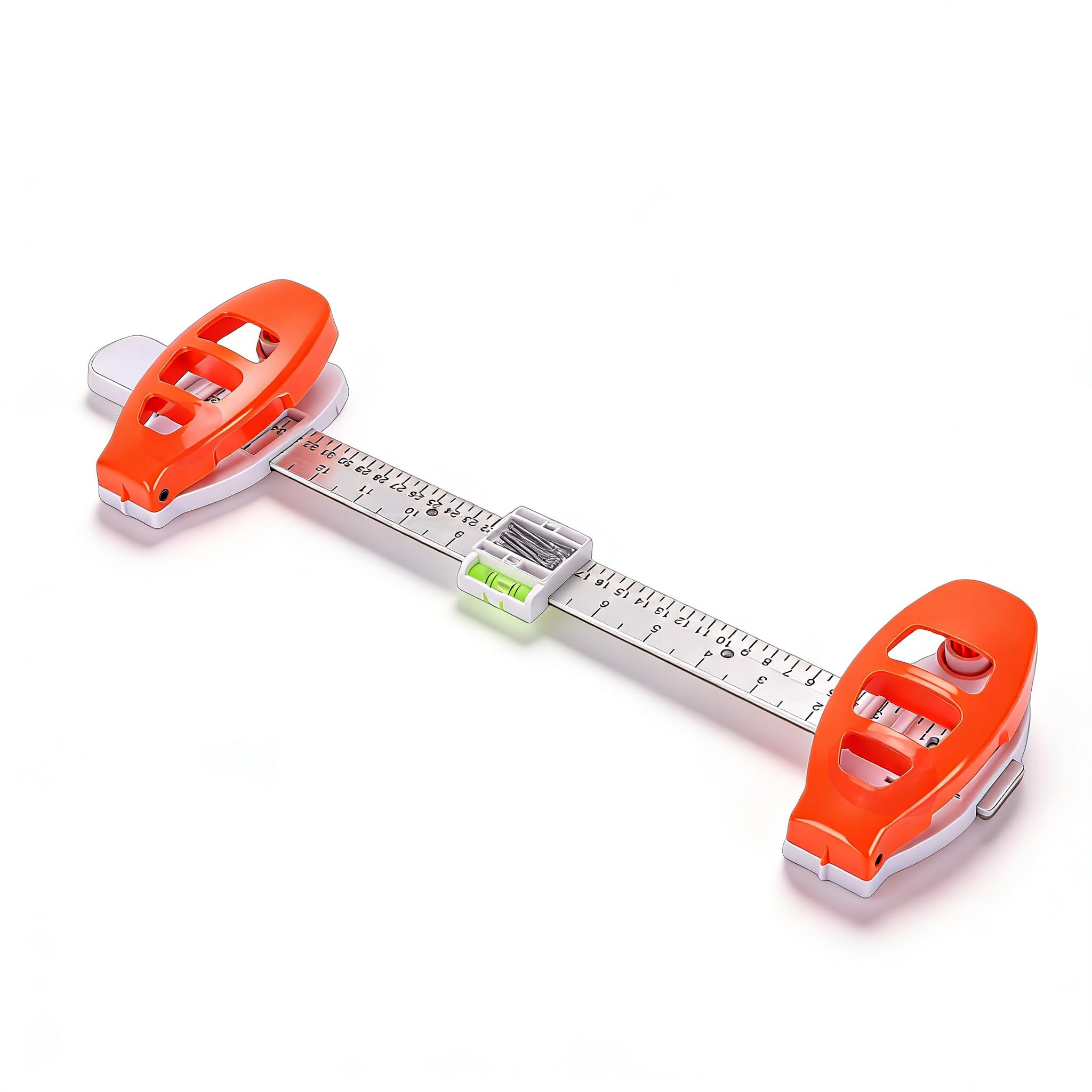 Precision alignment with bubble level and marking pins