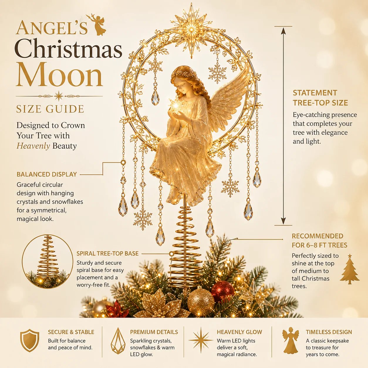 Guide de taille et d'adaptation de Angel's Christmas Moon