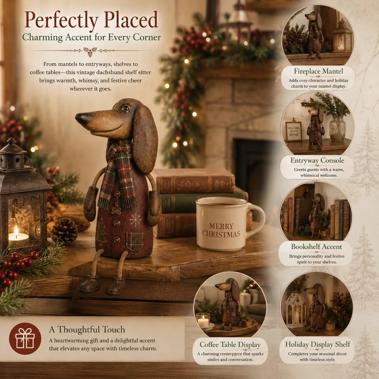 Dachshund on mantel