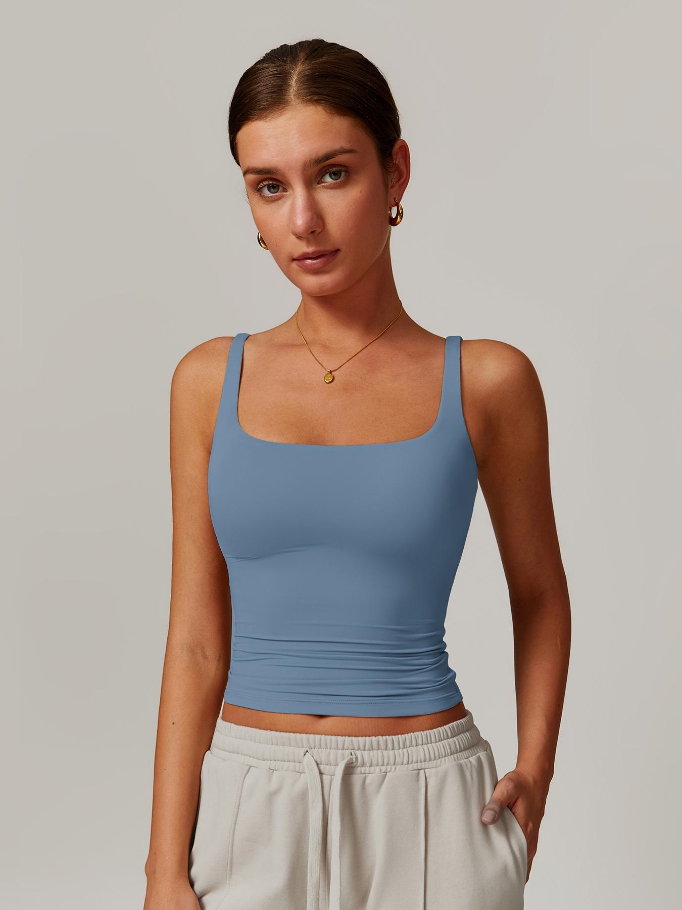 Women's Solid Color Sports Tank Top, Tight Sports Vest, Casual Comfy Breathable Sleeveless Sports Top for Yoga Gym Workout Running, Ladies Sportswear for All Seasons