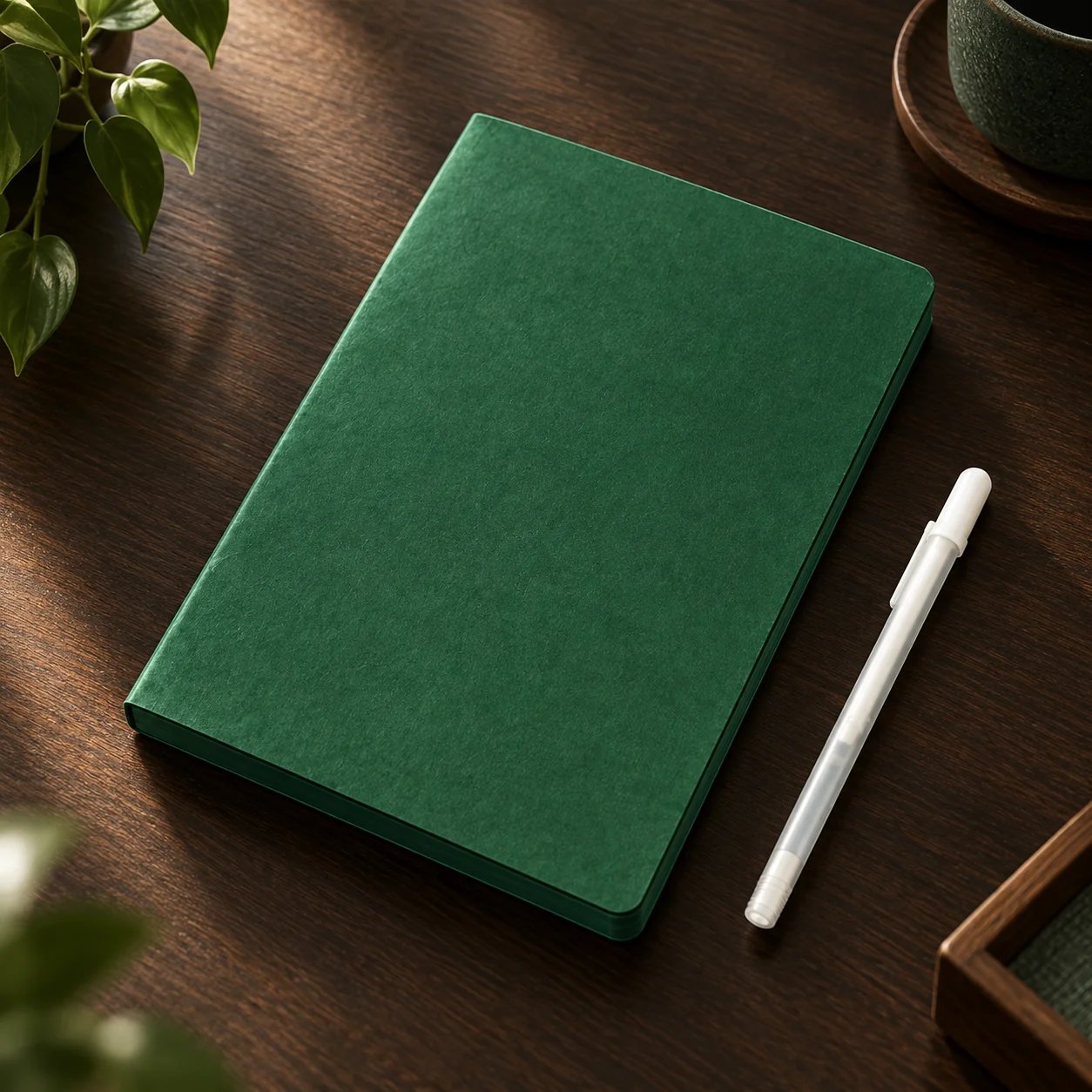 198 green page notebook with 120gsm paper and white gel pen