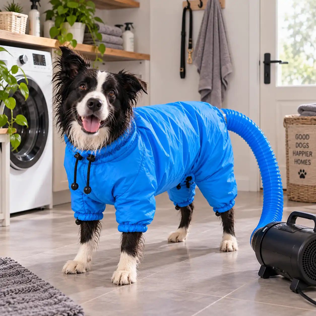 Pet drying bag after bath time