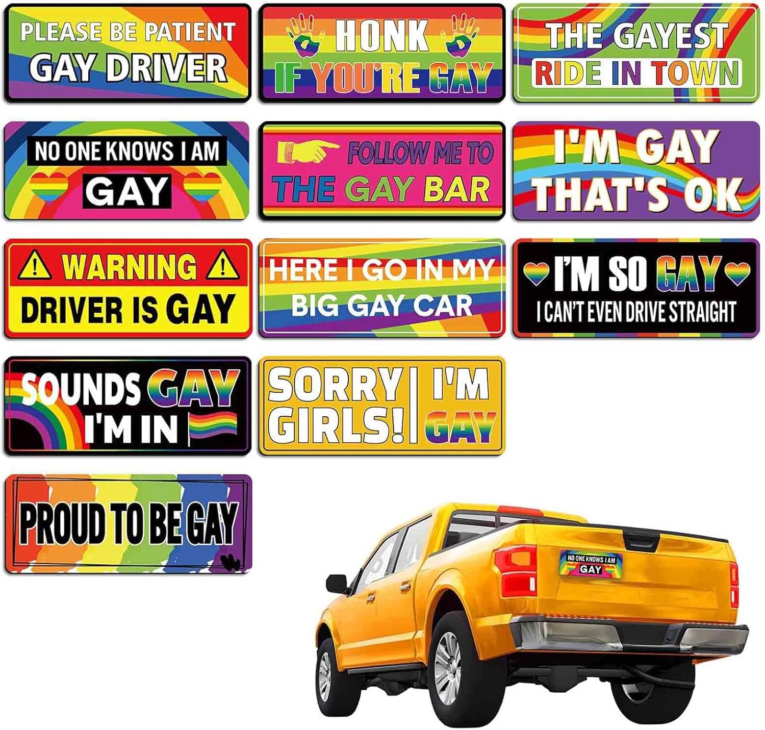 12PCS Funny LGBT Rainbow Pride Prank Stickers - A（12 Pcs）