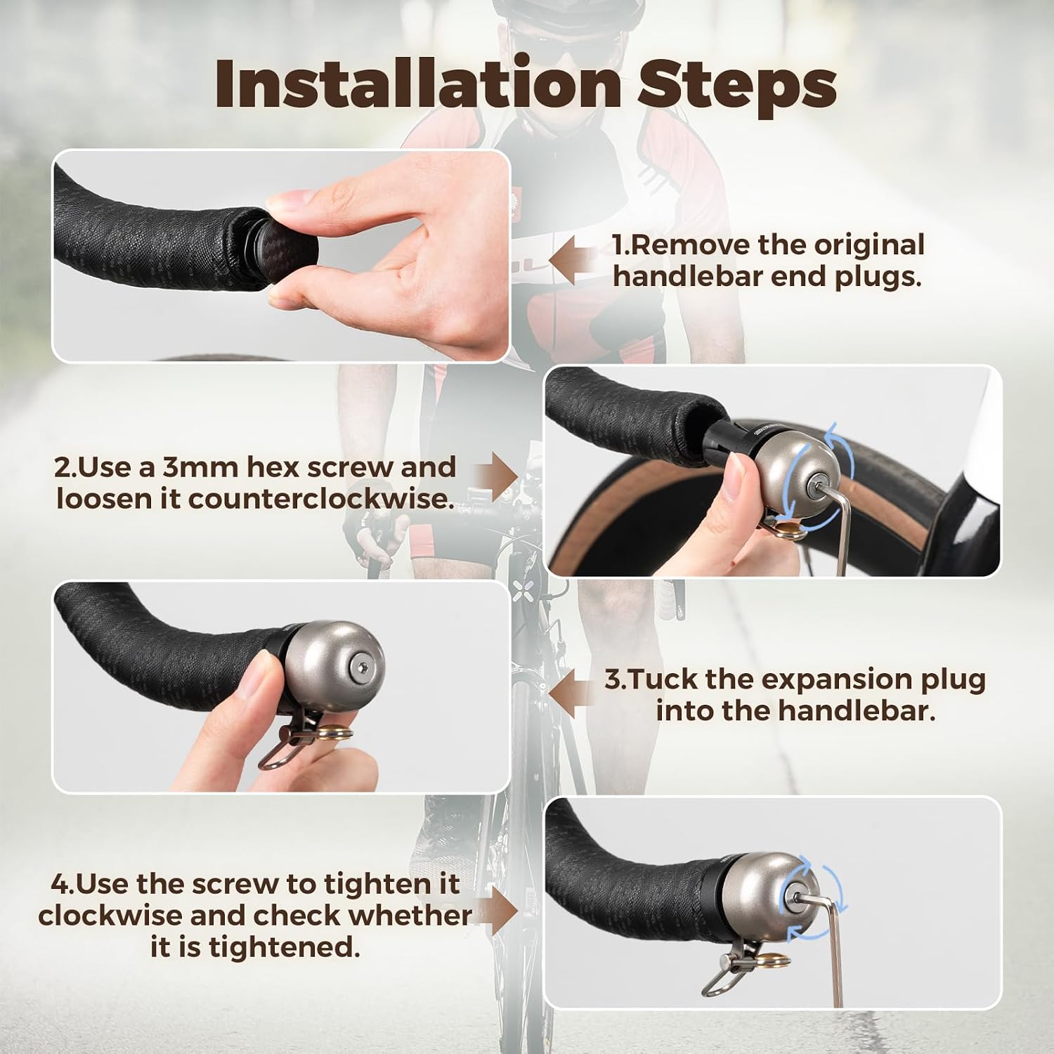 Left or right mounting bar end bicycle bell