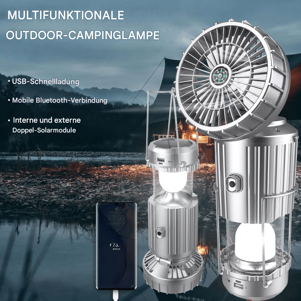 🔥🔥Tragbare 5-in-1-LED-Campinglaterne mit Ventilator