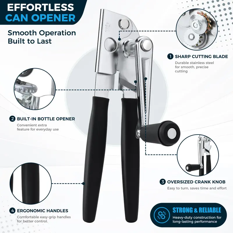 Commercial grade manual can opener