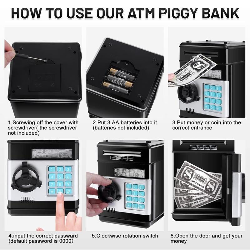 Product Introduction of Piggy Bank, Saving Box, Cash Coin Can Safe Bank Electronic Coin Money Bank Gifts Toy ATM Bank, Hot Gift for Boys and Girls 1