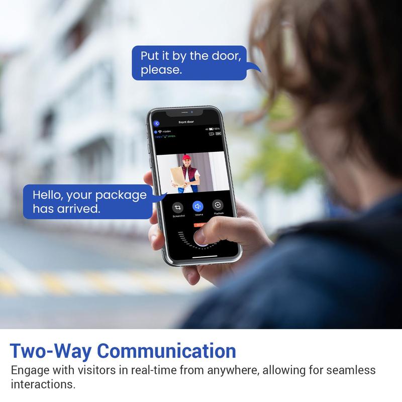 Product Introduction of Smart Wireless Video Camera Doorbell with Chime, 2.4G WiFi AI Human Detection Camera Doorbell with Two-way Audio Intercom, Rechargeable, Night Vision, Real-time Alerts, Motion-Detection 6