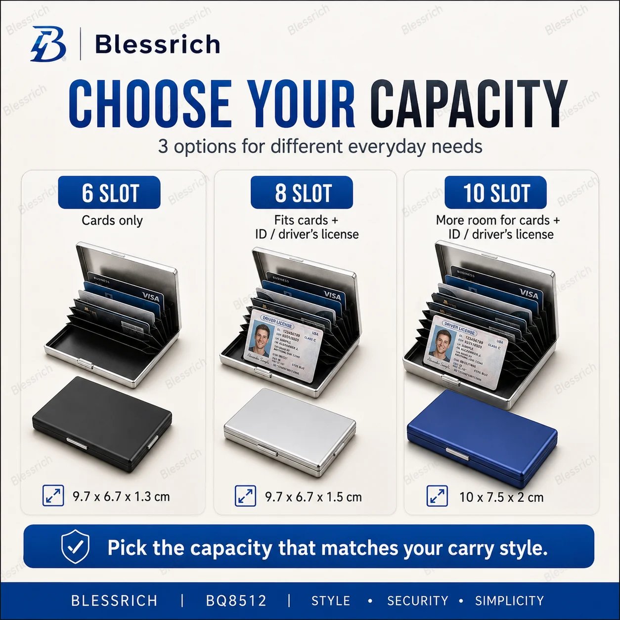 Card holder capacity options