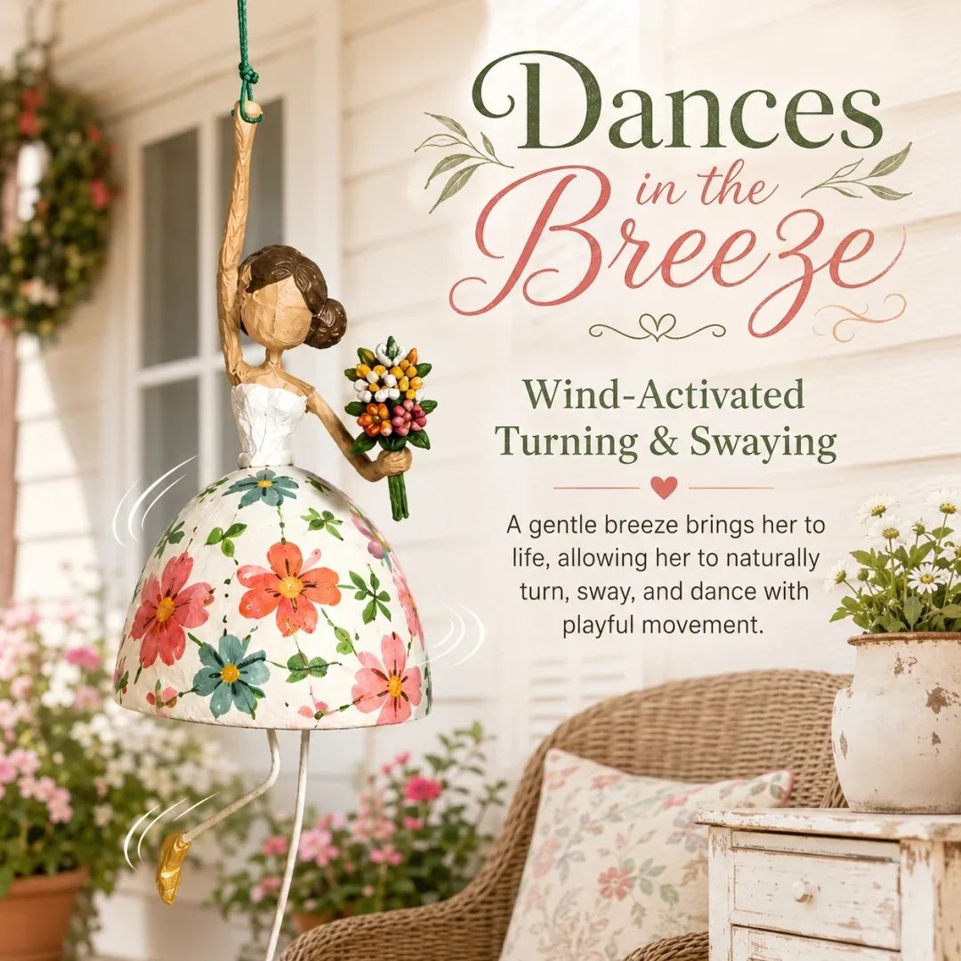 Whimsical dancing lady hanging ornament in a charming interior