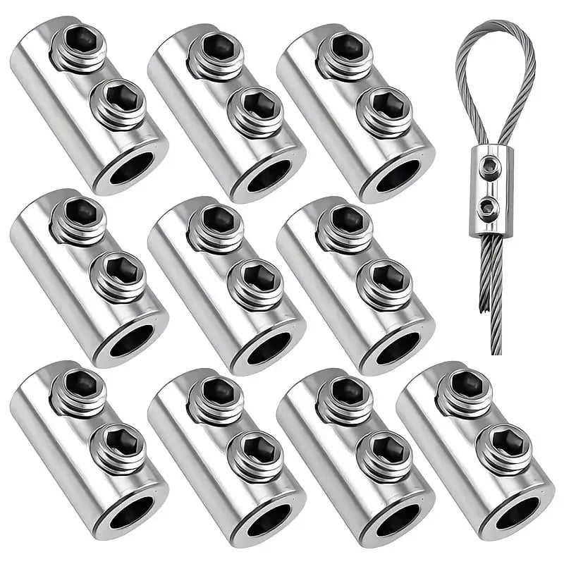 10PCS Double Hole Stainless Steel Wire Rope Clamps