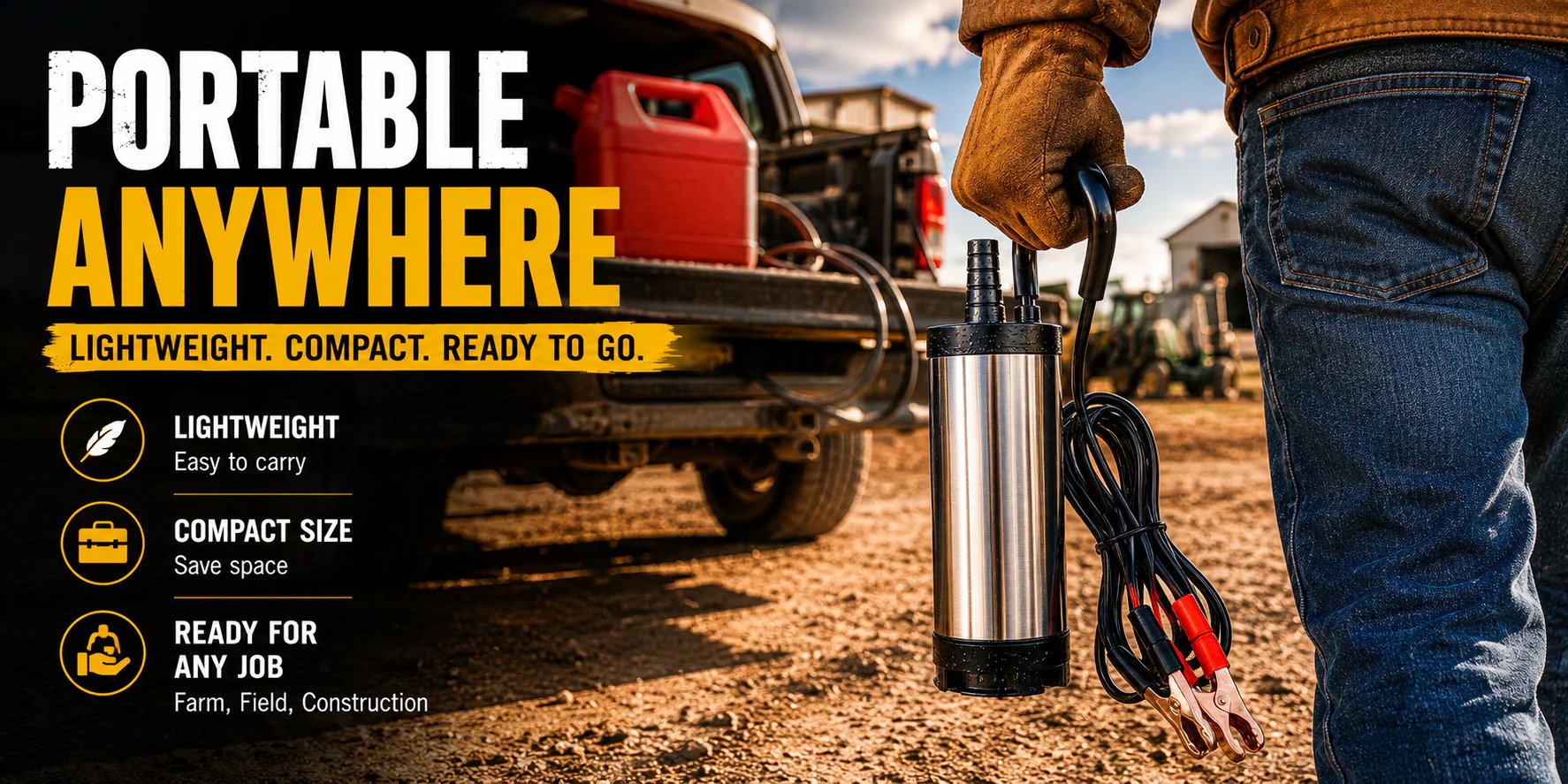 Portable electric fuel transfer pump for diesel and water