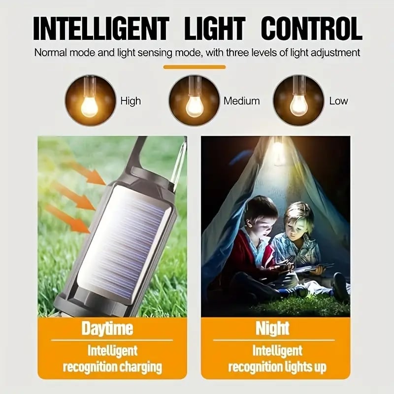 1 2 4 pack led camping lantern usb rechargeable outdoor tent light with clip hook polished abs material solar powered lithium battery non color changing ideal for valentines day thanksgiving christmas new year spring festival camping essentials flashlight details 3