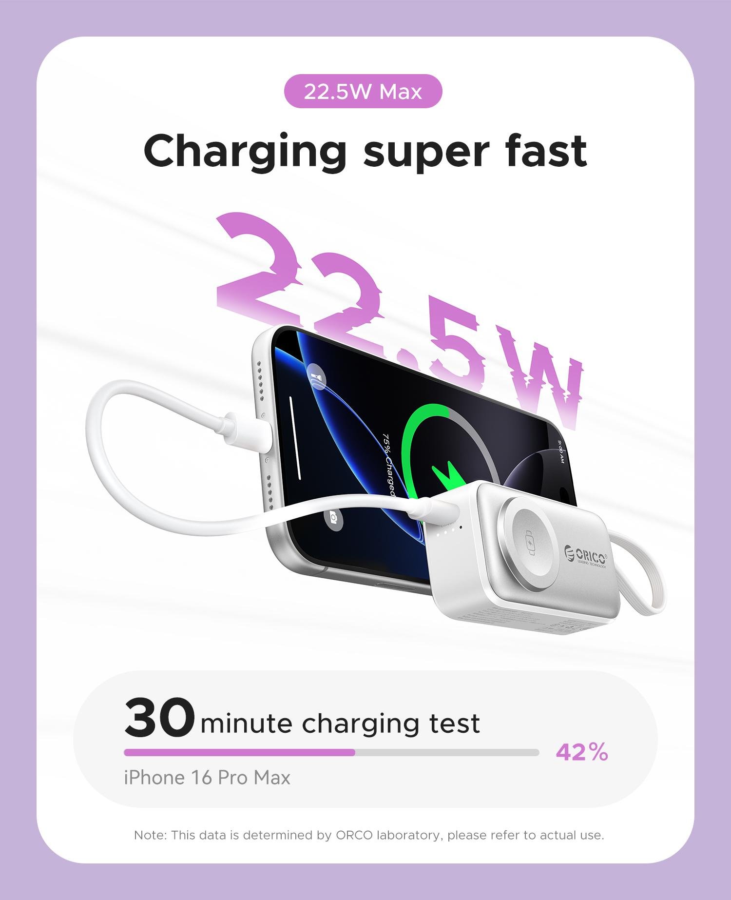 Orico 3-in-1 Portable Power Bank with Integrated Cable, Watch Wireless Charging, and Foldable Wall Plug – Compact Fast-Charge Battery for iPhone & Android - S18 Orico 3-in-1 Portable Power Bank with Integrated Cable, Watch Wireless Charging, and Foldable Wall Plug – Compact Fast-Charge Battery for iPhone & Android - S18