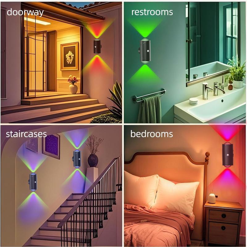 Smart Rechargeable LED Night Light with Motion Sensor – RGB Gradient Ambient Lighting, Dimmable Wall Lamp, Magnetic & Stick-On Design, USB Convenient Charging, Long-Lasting Battery, Perfect for Halloween Decor, Bedroom, Stairs, Hallway & Entryway
