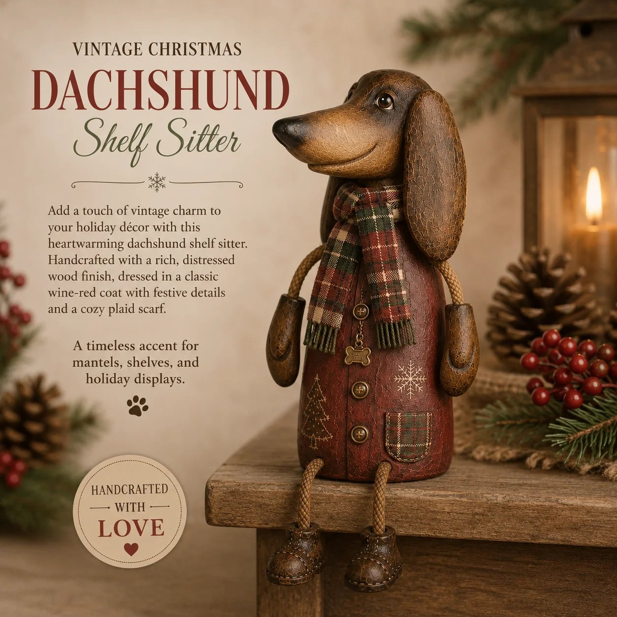 Dachshund shelf sitter side view