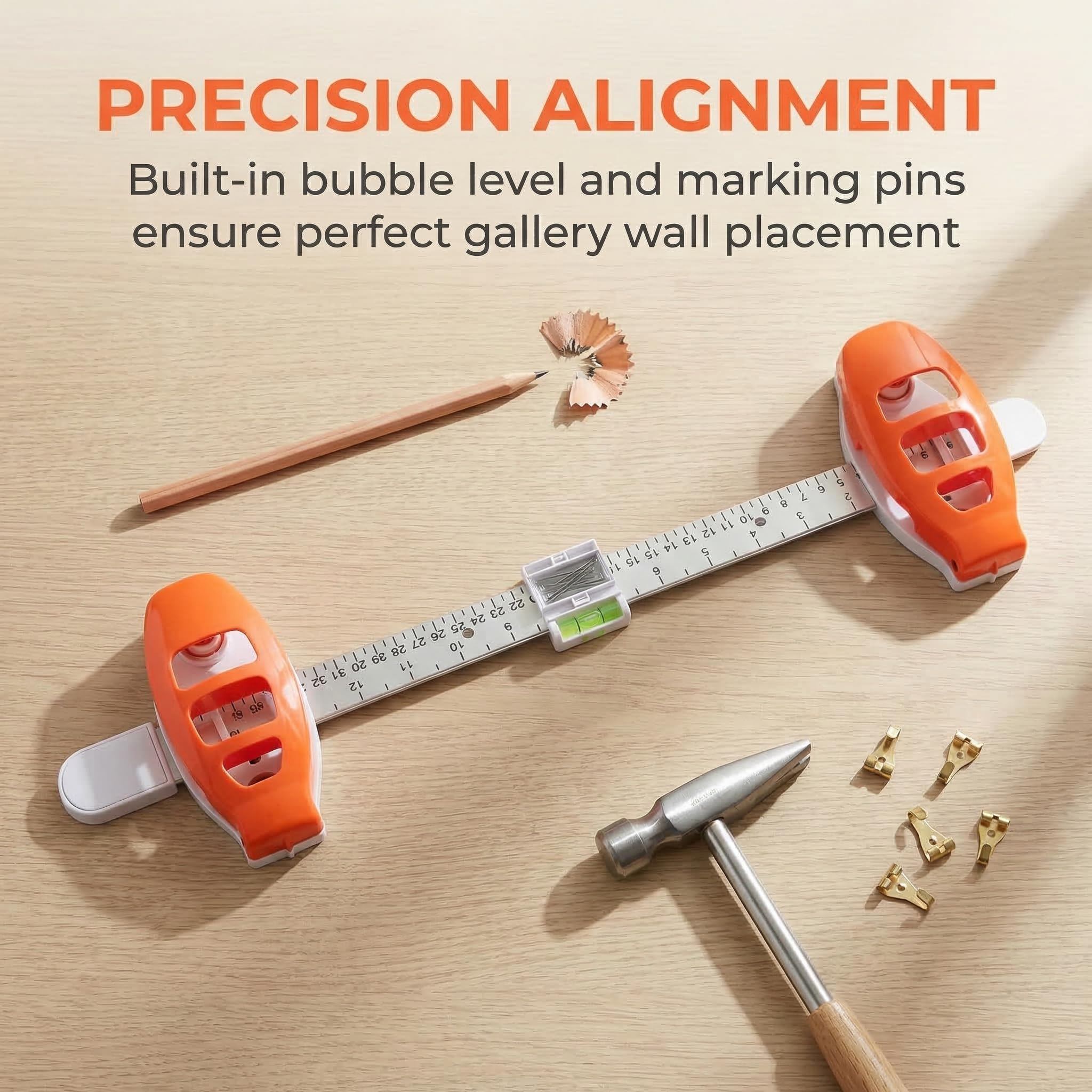 Picture hanging tool on a white background