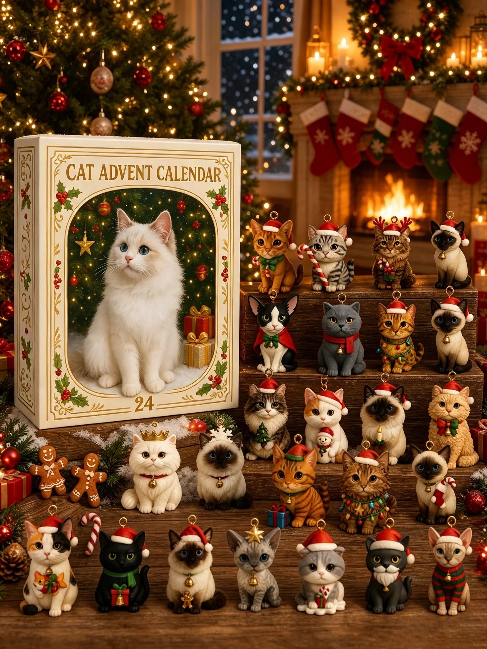 Cat Advent Calendar 2026 with 24 collectible Christmas cat figures