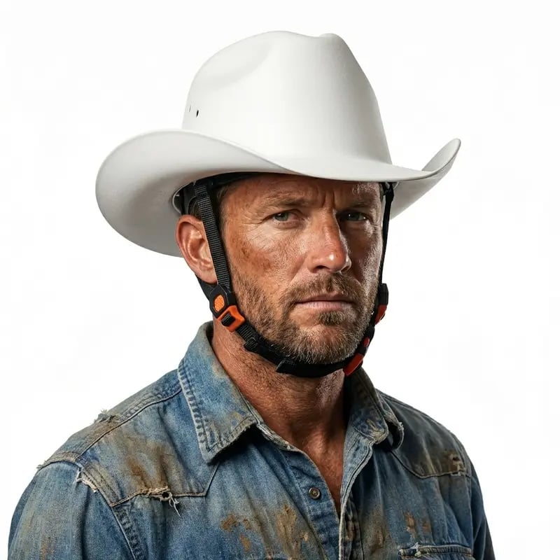 Side view of cowboy-style safety helmet