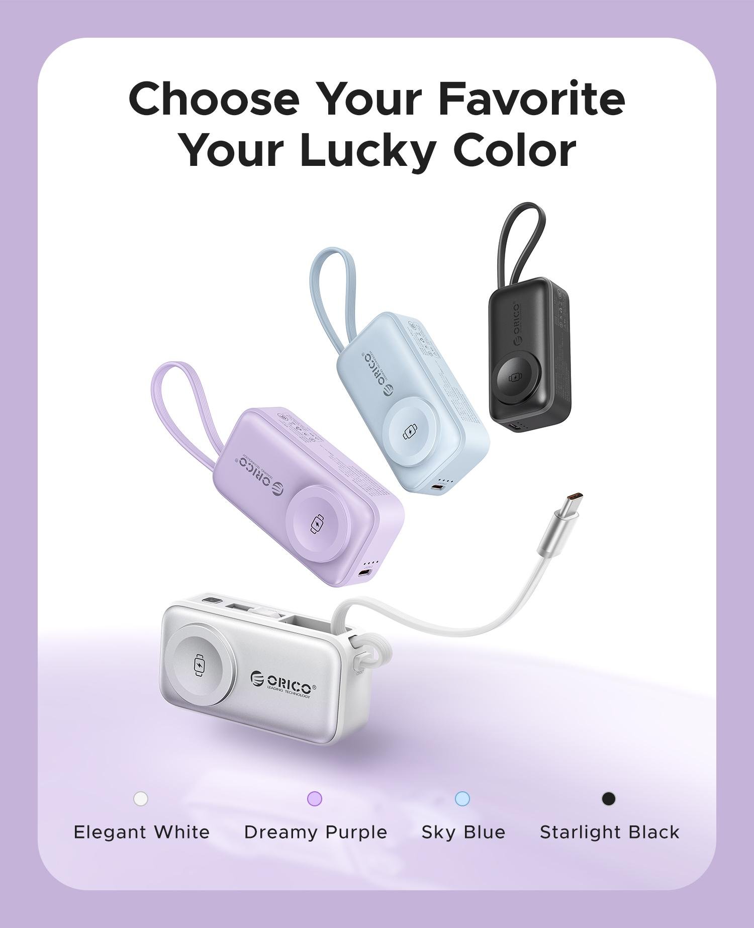 Orico 3-in-1 Portable Power Bank with Integrated Cable, Watch Wireless Charging, and Foldable Wall Plug – Compact Fast-Charge Battery for iPhone & Android - S18 Orico 3-in-1 Portable Power Bank with Integrated Cable, Watch Wireless Charging, and Foldable Wall Plug – Compact Fast-Charge Battery for iPhone & Android - S18