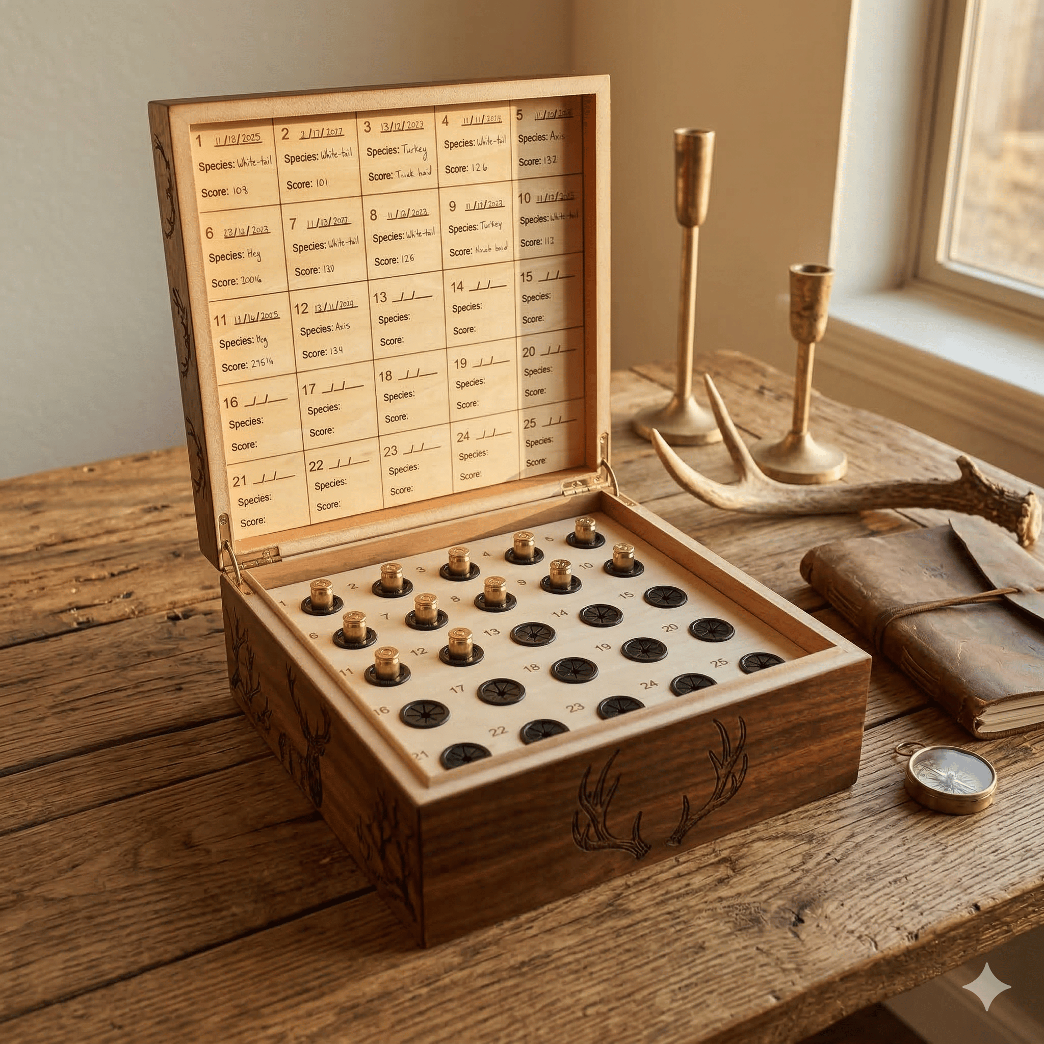 Handcrafted solid wood hunting memory box