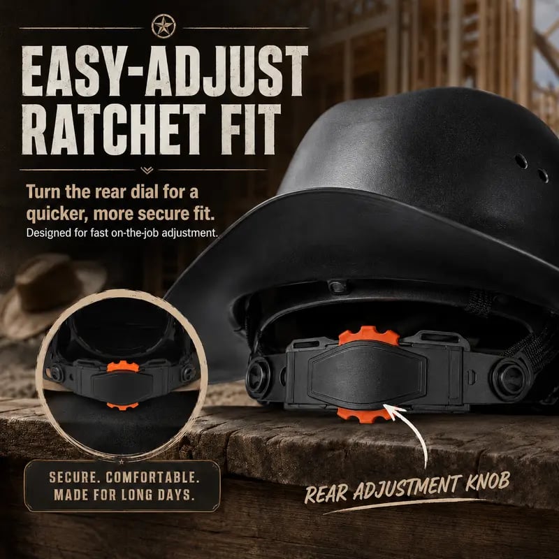 Bottom view showing ventilation and ratchet system